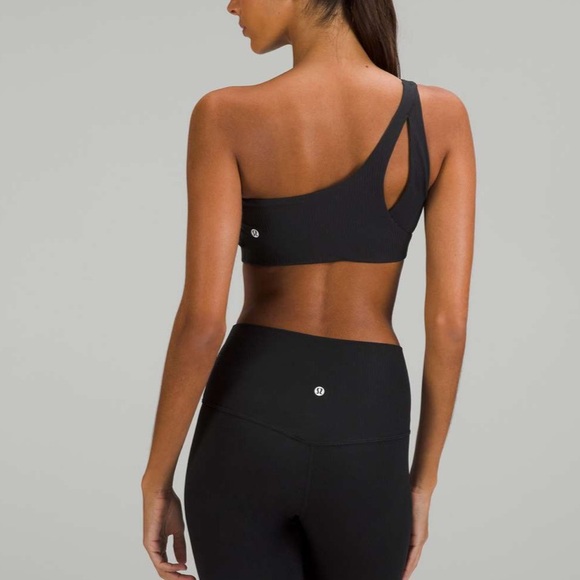 Lululemon Ribbed Nulu Asymmetrical Bra Light Support, A/B Cup in Black NWT Sz 10 - Picture 2 of 8